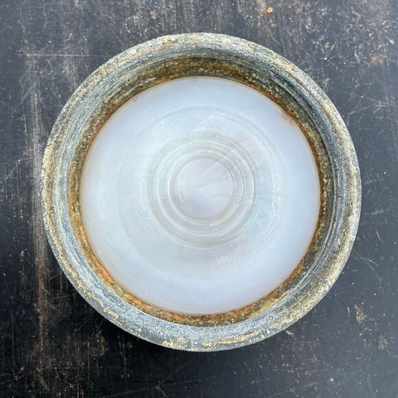 Antique Zinc Porcelain Mason Jar Lid | 2.5” Vintage Farmhouse Decor - Picture 2 of 2